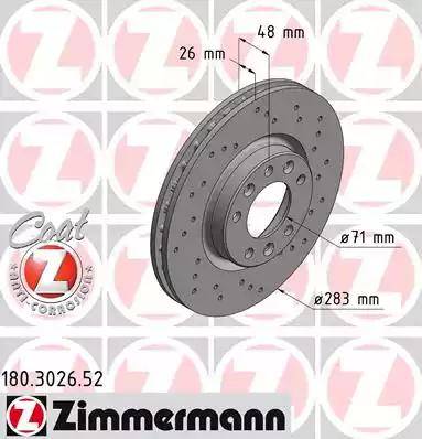 Zimmermann 180.3026.52 - Тормозной диск autosila-amz.com