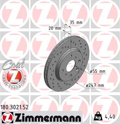 Zimmermann 180.3021.52 - Тормозной диск autosila-amz.com