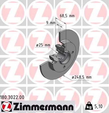 Zimmermann 180.3022.00 - Тормозной диск autosila-amz.com