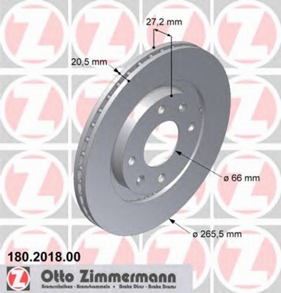 Zimmermann 180 2018 00 - Тормозной диск autosila-amz.com