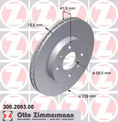 Zimmermann 300.2093.00 - Тормозной диск autosila-amz.com