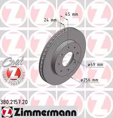 Zimmermann 380.2157.20 - Тормозной диск autosila-amz.com