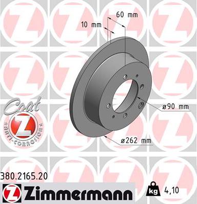 Zimmermann 380.2165.20 - Тормозной диск autosila-amz.com