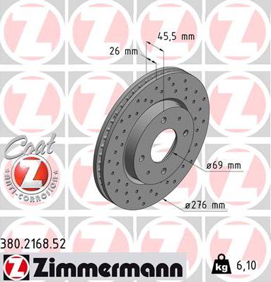 Zimmermann 380.2168.52 - Тормозной диск autosila-amz.com