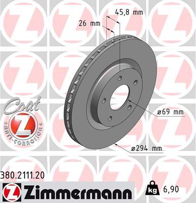 Zimmermann 380.2111.20 - Тормозной диск autosila-amz.com