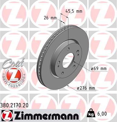 Zimmermann 380.2170.20 - Тормозной диск autosila-amz.com