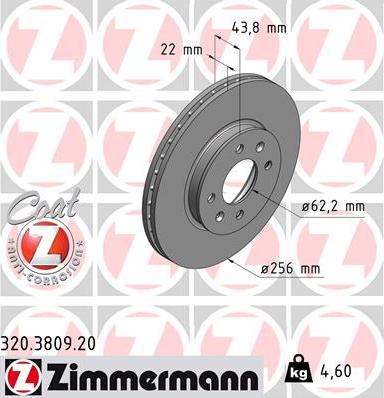 Zimmermann 320.3809.20 - Тормозной диск autosila-amz.com