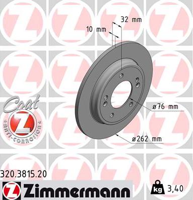 Zimmermann 320.3815.20 - Тормозной диск autosila-amz.com