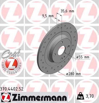 Zimmermann 370.4402.52 - Тормозной диск autosila-amz.com