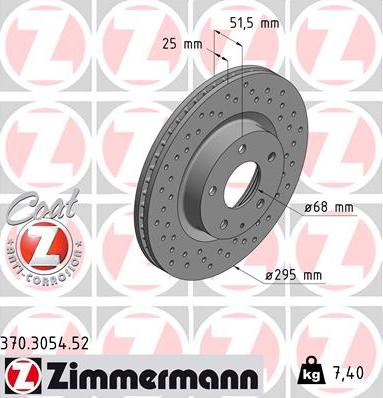 Zimmermann 370.3054.52 - Тормозной диск autosila-amz.com