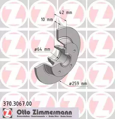 Zimmermann 370.3067.00 - Тормозной диск autosila-amz.com