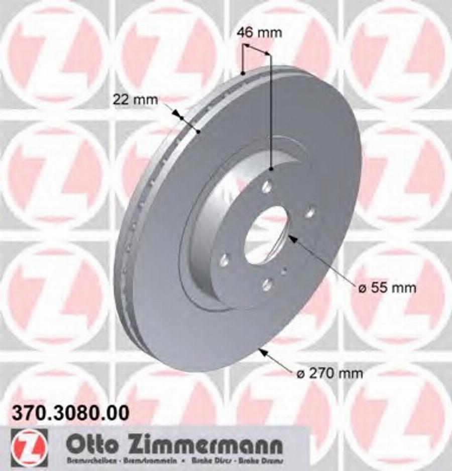 Zimmermann 370.3080.00 - Тормозной диск autosila-amz.com
