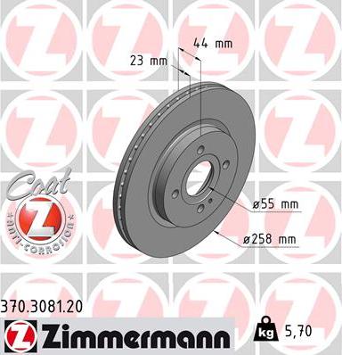 Zimmermann 370.3081.20 - Тормозной диск autosila-amz.com