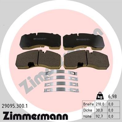 Zimmermann 29095.300.1 - Тормозные колодки, дисковые, комплект autosila-amz.com