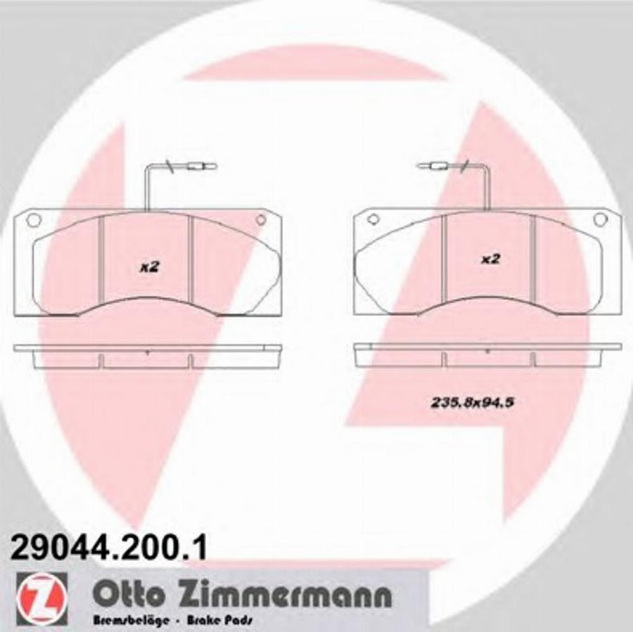 Zimmermann 29044.200.1 - Тормозные колодки, дисковые, комплект autosila-amz.com