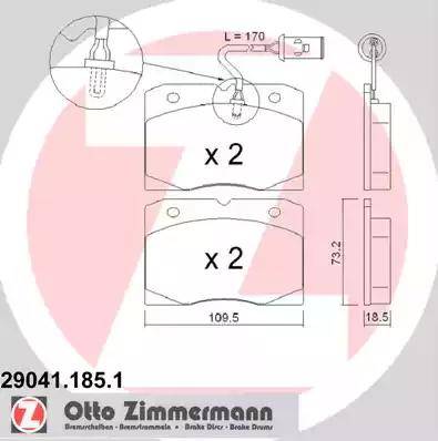 Zimmermann 29041.185.1 - Тормозные колодки, дисковые, комплект autosila-amz.com