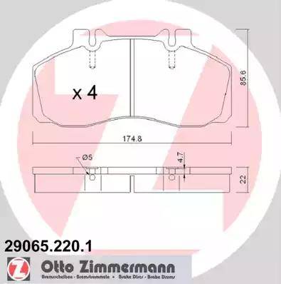 Zimmermann 29065.220.1 - Тормозные колодки, дисковые, комплект autosila-amz.com