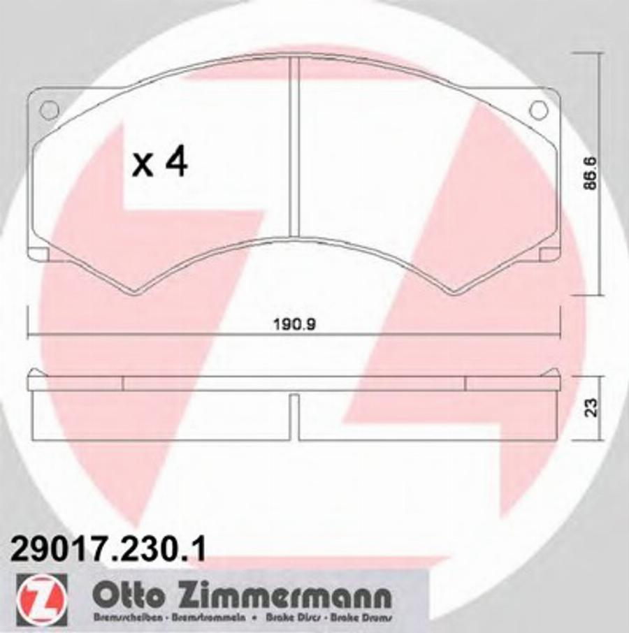 Zimmermann 29017.230.1 - Тормозные колодки, дисковые, комплект autosila-amz.com