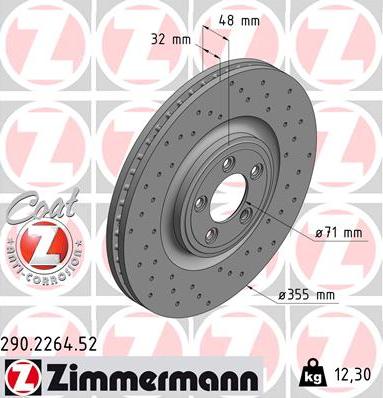 Zimmermann 290.2264.52 - Тормозной диск autosila-amz.com