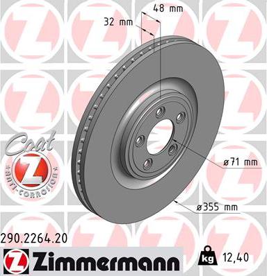 Zimmermann 290.2264.20 - Тормозной диск autosila-amz.com