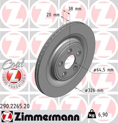 Zimmermann 290.2265.20 - Тормозной диск autosila-amz.com