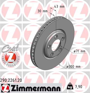 Zimmermann 290.2261.20 - Тормозной диск autosila-amz.com