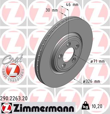 Zimmermann 290.2263.20 - Тормозной диск autosila-amz.com