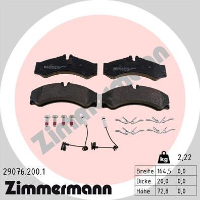 Zimmermann 29076.200.1 - Тормозные колодки, дисковые, комплект autosila-amz.com
