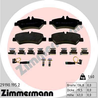 Zimmermann 29190.195.2 - Тормозные колодки, дисковые, комплект autosila-amz.com