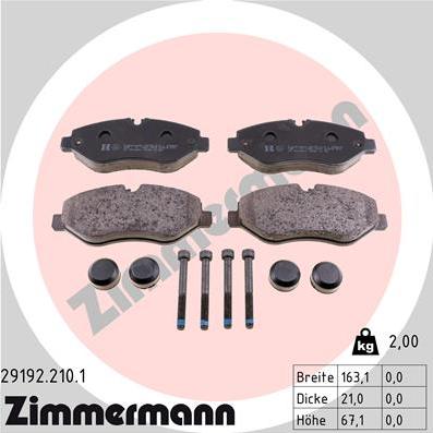 Zimmermann 29192.210.1 - Тормозные колодки, дисковые, комплект autosila-amz.com