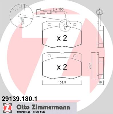 Zimmermann 29139.180.1 - Тормозные колодки, дисковые, комплект autosila-amz.com