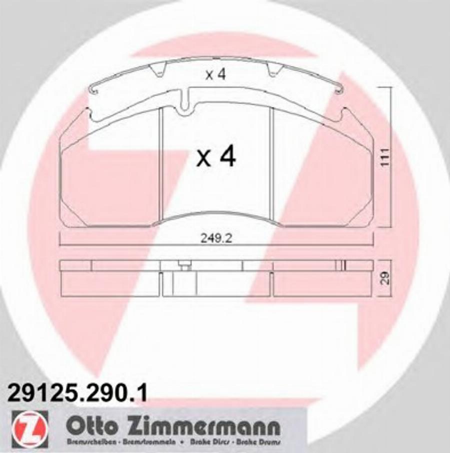 Zimmermann 29125.290.1 - Тормозные колодки, дисковые, комплект autosila-amz.com