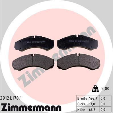 Zimmermann 29121.170.1 - Тормозные колодки, дисковые, комплект autosila-amz.com