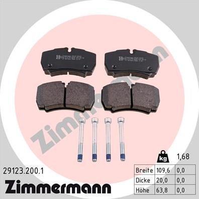 Zimmermann 29123.200.1 - Тормозные колодки, дисковые, комплект autosila-amz.com