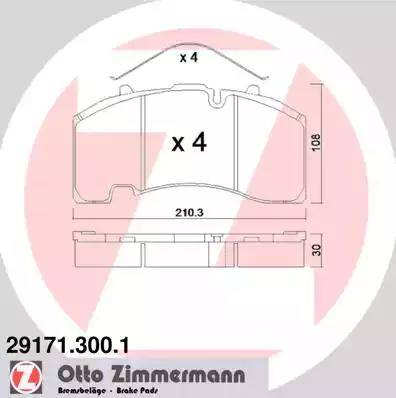 Zimmermann 29171.300.1 - Тормозные колодки, дисковые, комплект autosila-amz.com
