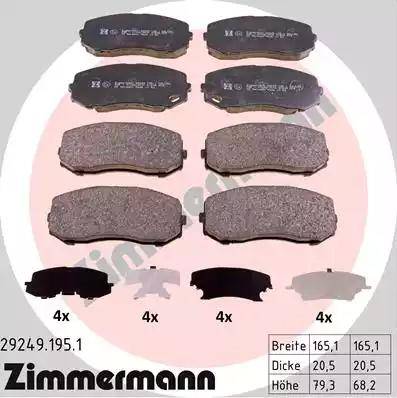 Zimmermann 29249.195.1 - Тормозные колодки, дисковые, комплект autosila-amz.com