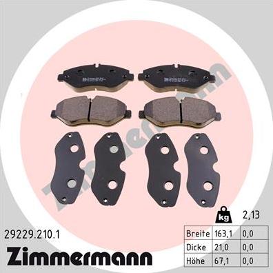 Zimmermann 29229.210.1 - Тормозные колодки, дисковые, комплект autosila-amz.com