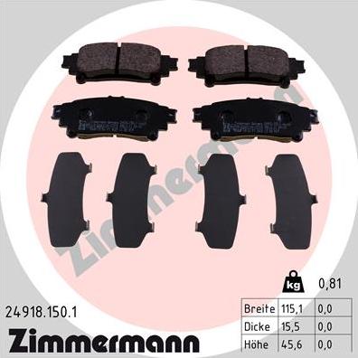Zimmermann 24918.150.1 - Тормозные колодки, дисковые, комплект autosila-amz.com