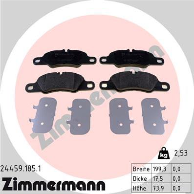 Zimmermann 24459.185.1 - Тормозные колодки, дисковые, комплект autosila-amz.com