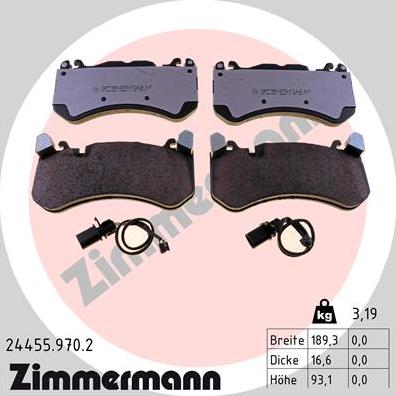 Zimmermann 24455.970.2 - Тормозные колодки, дисковые, комплект autosila-amz.com