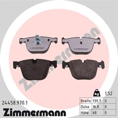 Zimmermann 24458.970.1 - Тормозные колодки, дисковые, комплект autosila-amz.com