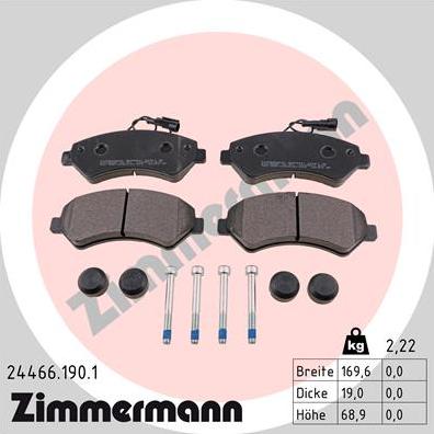 Zimmermann 24466.190.1 - Тормозные колодки, дисковые, комплект autosila-amz.com