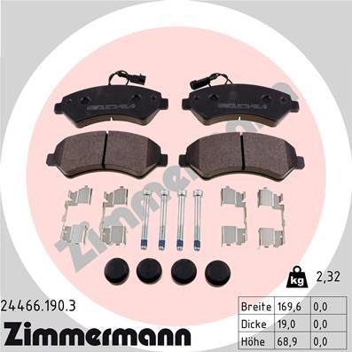 Zimmermann 24466.190.3 - Тормозные колодки, дисковые, комплект autosila-amz.com