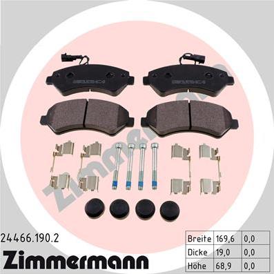 Zimmermann 24466.190.2 - Тормозные колодки, дисковые, комплект autosila-amz.com