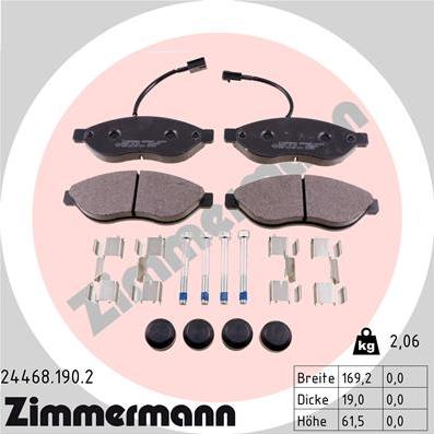 Zimmermann 24468.190.2 - Тормозные колодки, дисковые, комплект autosila-amz.com