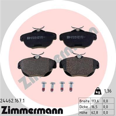 Zimmermann 24462.167.1 - Тормозные колодки, дисковые, комплект autosila-amz.com
