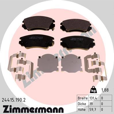 Zimmermann 24415.190.2 - Колодки тормозные дисковые передние autosila-amz.com