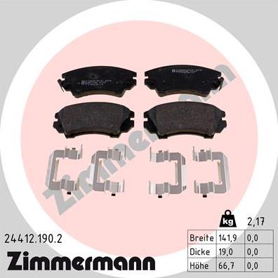 Zimmermann 24412.190.2 - Тормозные колодки, дисковые, комплект autosila-amz.com