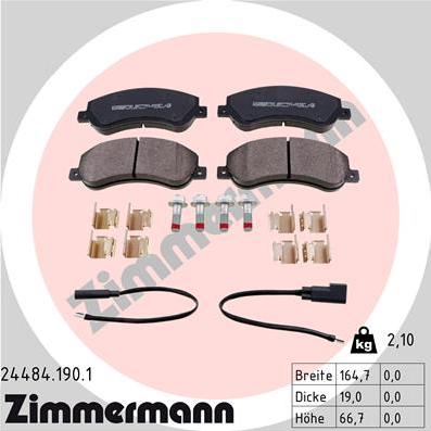 Zimmermann 24484.190.1 - Тормозные колодки, дисковые, комплект autosila-amz.com