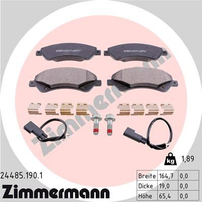 Zimmermann 24485.190.1 - Тормозные колодки, дисковые, комплект autosila-amz.com